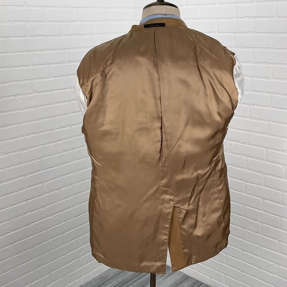 Chaps Blazer Men 42R Tan Camel Microfiber Soft Faux Suede Classic Career Jacket - Picture 10 of 16